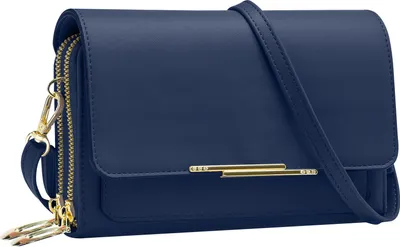 Image de Avizar, sacoche pour smartphone en simili cuir, de couleur bleue, avec plusieurs compartiments