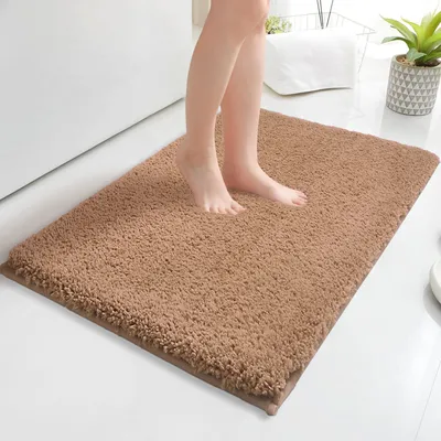 Image de Tapis de bain 80 x 120 cm, antidérapant, lavable, en microfibre absorbante, grand tapis de douche moelleux, paillasson pour la salle de bain