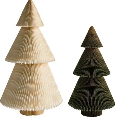 Obrázek produktu pro BELIANI Sada 2 vánočních stromků papírové figurky s efektem včelí plástve 3D origami styl sváteční motiv