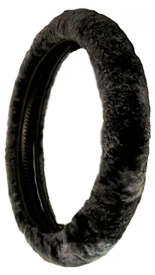 Produktbild von Lammfell Lenkradbezug Lenkradhülle mit Farbauswahl passend bis 35 cm Durchmesser (antrazit)