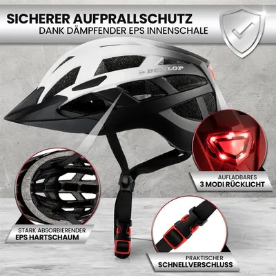 Produktbild von Fahrradhelm mit Licht - Sofort gesehen Werden - Ultraleichter Spezial Damen Herren Kinder Fahrrad Helm mit Visier und Rücklicht für hohe Sicherheit - Urban Helm Weiß Gr. S