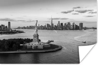 Produktbild von MuchoWow® Poster New York - Freiheitsstatue - Skyline - Schwarz - Weiß 120x80 cm - Bilder