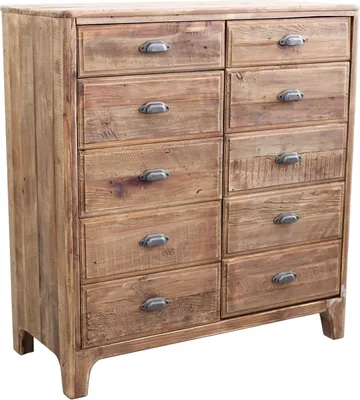 Immagine prodotto di Milani Home - cassettiera con 2 cassetti e 2 ante, legno di pino riciclato naturale, 105 x 48 x 113 cm