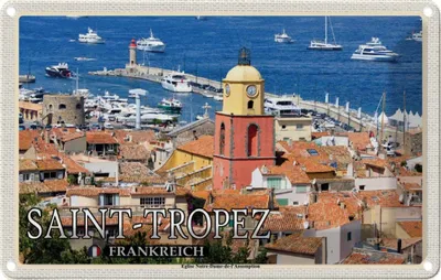 Produktbild von vianmo Blechschild 20x30 cm Saint-Tropez Eglise Notre-Dame-de Bildmotiv Reisemotiv Abenteuer Reisen Urlaub