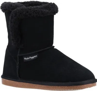 Produktbild von Hush Puppies - Mädchen Hausschuhe "Ashlynn", Wildleder FS9398 (34 EU) (Schwarz)