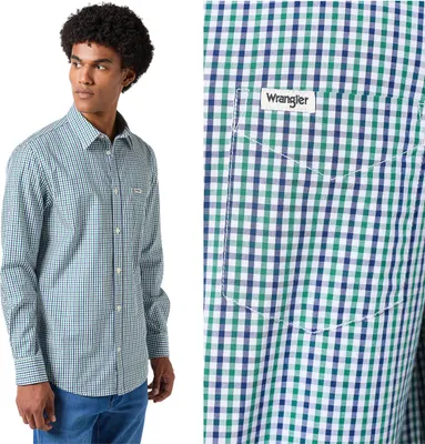 Immagine prodotto di Wrangler LS 1 Point Shirt Uomo Camicia Verde Navy 112350479 W5A9017096