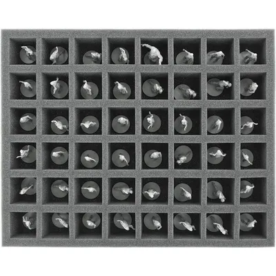 Produktbild von 50 mm Schaumstoffeinlage mit 48 Fächern für Zombicide Miniaturen