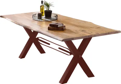Produktbild von SIT Möbel Esstisch Baumkante | 160 x 85 cm | Platte 36 mm Akazie natur | X-Gestell Metall antikbraun | B 160 x T 85 x H 76 cm | 15870-00 | Serie TABLES & CO