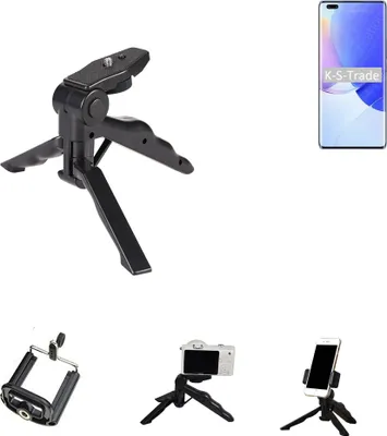 Produktbild von K-S-Trade Stativ Tisch-Ständer Dreibein Handy-Stativ Ständer kompatibel mit Huawei nova 9 Pro Mini-Stativ Smartphone Tripod Handy-Stativ aus Plastik