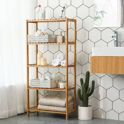 Produktbild von Famanu Bambooregal mit verstellbaren Regalböden - Modernes Design