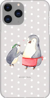 Produktbild von Mr. & Mrs. Panda Iphone 11 Pro Handyhülle Pinguin mit Kind - Grau Pastell - Geschenk, Muttertag, Mutter, Vorbild Mama, Premium Kunststoff, Mom, Handy Case