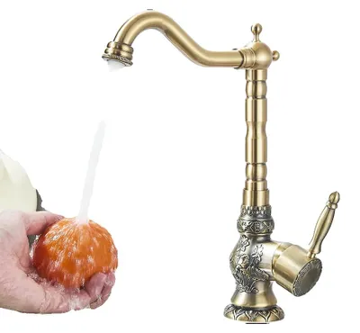 Immagine prodotto di Miscelatore per lavabo, montaggio a soffitto, monocomando, ottone anticato, 31 cm