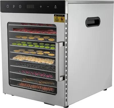 Obrázek produktu pro Dehydrátor 800W Dehydrátor potravin z nerezové oceli s 10 přihrádkami s nastavitelnou teplotou od 30-90 °C