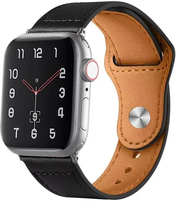 Produktbild von FFO2World Lederarmband mit Dornschließe für Apple Watch 49/46/45/44/42 mm (Serie 1-11 & Ultra 1-3, SE 1-3) – Ersatz-Lederarmband – Schwarz