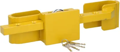 Produktbild von All Ride Container Anhängerschloss 5KG - Verstellbar 23 bis 43 cm - Vorhängeschloss mit Gehärteter Stahl - Inkl. 3 Ersatzschlüssel - Gelb