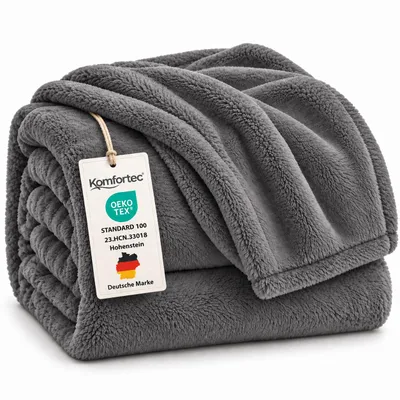 Produktbild von Wohndecke Kuscheldecke 260 g/m², flauschige Wohndecke, Fleecedecke, Grau