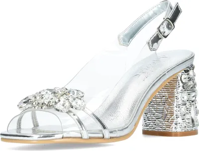 Produktbild von Misstyl by Laura Vita Damen Sandalette silber durchscheinend Perlen MARLEN 03, Größe:37 EU, Farbe:Silber