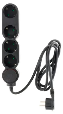 Produktbild von Zenitech, 4x16A Schuko-Steckdosenleiste mit Schalter, 1,5m Kabel, Schwarz, 3680W