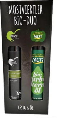 Produktbild von Mostviertler Duo Kürbiskernöl und Birnenbalsamessig 2x250ml - Geschenkidee für Salat Liebhaber