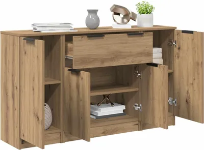 Obrázok produktu pre vidaXL Príborník so zásuvkami 3 ks Artisan dub materiál na báze dreva