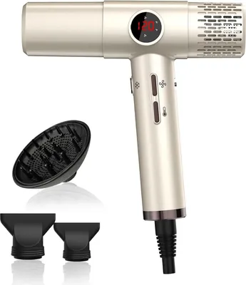 Produktbild von Haartrockner mit Diffusor, Ultraleichter Hair Dryer mit intelligentem bürstenlosem Motor, für glänzendes, kräuselfreies Haar, 1800 W Leistung