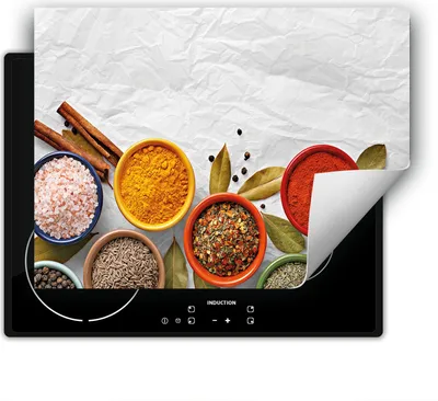 Produktbild von DarHaus Herdabdeckplatte 80x52 cm Anti Rutsch Matte Aufrollbar, weiß - Gewürze
