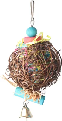 Image de Jouet en rotin pour perroquets, jouet en bois naturel et en rat de 17 cm, pour petits oiseaux perroquets