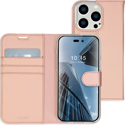Produktbild von Accezz Wallet TPU Klapphülle iPhone 14 Pro Max - Rosé gold