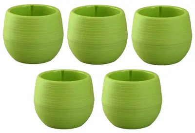 Image de Petits pots de fleurs, avec trous de drainage, idéaux pour les plantes succulentes, lot de 5, couleur verte