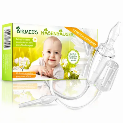 Produktbild von Airmed's Nasensauger. KLINISCH GETESTET, sicher & sanft. Für jeden Staubssauger