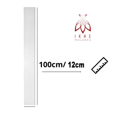 A white panel is shown next to text indicating dimensions and a logo.