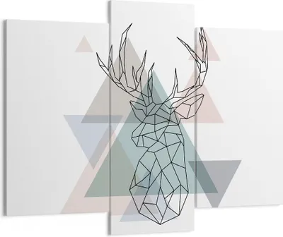 Produktbild von Bild auf Leinwand - Leinwandbild - Hirsch Abstraktion - 130x100cm - Wand Bild - Wanddeko - Leinwanddruck - Bilder - Kunstdruck - Wanddekoration - Leinwand bilder - Wandkunst - CB130x100-3909