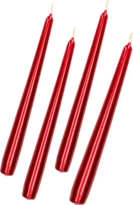 Zdjęcie produktu dla KOTARBAU® Zestaw 4 swiec stolowych Swiece stozkowe do swieczników Czerwone Metaliczne Bezzapachowe Prezenty o Przyjemnym Zapachu Aromaterapia Swiece Dekoracyjne