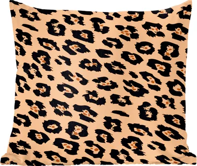 Produktbild von MuchoWow® Zierkissen Sofakissen Wohnzimmer Dekokissen 40x40 cm Pantherdruck - Orange - Schwarz - Foto Kissen - Schlafzimmer Dekoration
