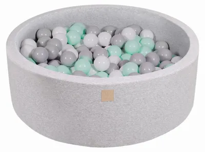 Produktbild von Trockenbadewanne mit 200 Bällen (Weiß, Grau, Mint) von MeowBaby, 90 x 30 cm, Hellgrau