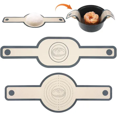 Image de Tapis de cuisson en silicone en deux parties, tapis de cuisson pour pain avec longues poignées, tapis de cuisson réutilisable pour la cuisson du pain, tapis de cuisson en silicone antiadhésif pour pain au levain, pâte à pain, pizza (ronde et ovale)