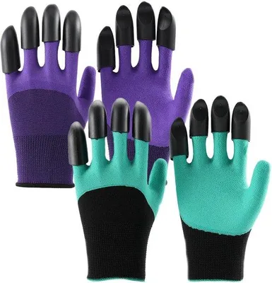 Image de 2 paires de gants en caoutchouc à crampons - Gants de jardinage imperméables