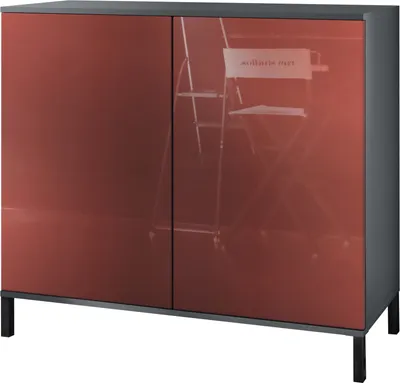 Produktbild von Vladon Kommode Skadu V3, Moderner Küchenschrank mit 2 großen Türen Anthrazit matt / Bordeaux Hochglanz (92,5 x 83.5 x 35)