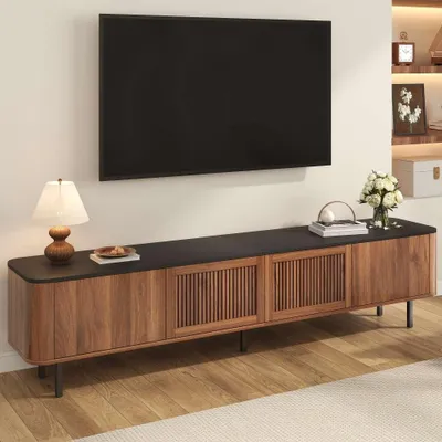 Produktbild von Moderner Fernsehschrank mit einzigartigem Design, TV-Ständer & Paneel. Ideale Wahl für Ihr Wohnzimmer. Maße: 190 x 35 x 45 cm, Nussbaum