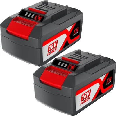 Two identical power tool batteries are shown against a white background.