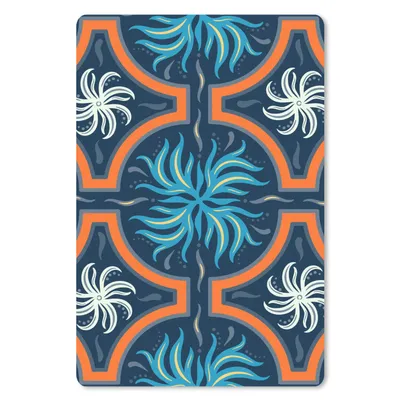 Produktbild von MuchoWow® Mauspad Mousepad Blumen - Blau - Weiß - Orange 40x60 cm - Mousepads - Maus Mat - Pad - Mausunterlage - Schreibtisch Accesoire
