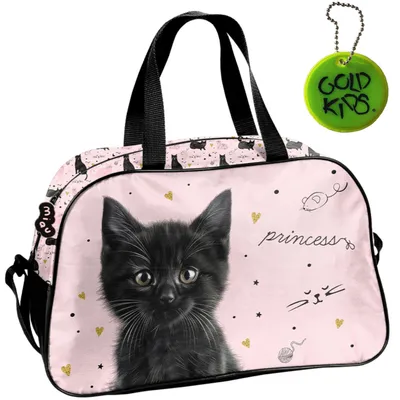 Produktbild von Sporttasche Kinder für Mädchen & Jungen - Umhängetasche mit Katze Motiv - Schwimmtasche mit verstärktem Boden - Trainingstasche 40 x 25 x 15 cm