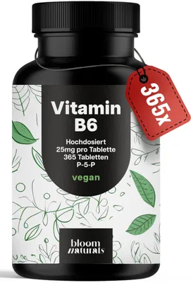 Produktbild von Bloom Naturals Vitamin B6 P5P 25mg, 365 Tabletten, vegan