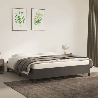Produktbild von The Living Store Bettgestell Dunkelgrau 160x200 cm Samt