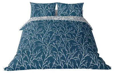 Produktbild von Brielle Mako Satin Wendebettwäsche Set 100% Baumwolle\/Fadenzahl 220 mit Reißverschluss 3-teilig Deckenbezug 240 x 220 cm Kissenbezug 2*65 x 65 cm Dunkelblau Grau
