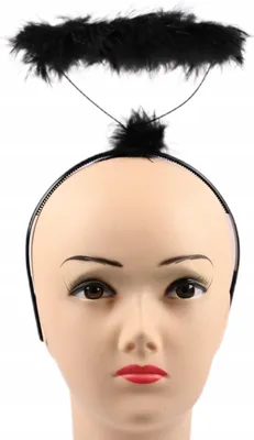 Produktbild von Heiligenschein Schwarz Federn Haarreif Fallen Angel Kostüm Zubehör Halloween Engel Party Deko