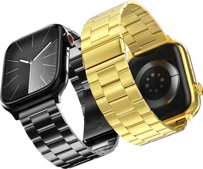 Immagine prodotto di Cinturino per Apple Watch in acciaio regolabile 42-49 mm nero oro 2 pezzi