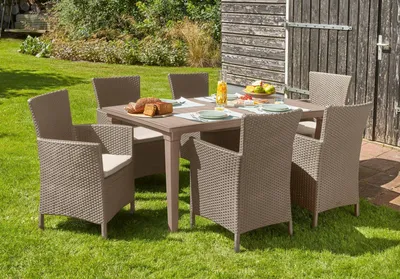 Productafbeelding van Vlechtstoel "Iowa", weerbestendige tuinstoel, cappuccino kleur
