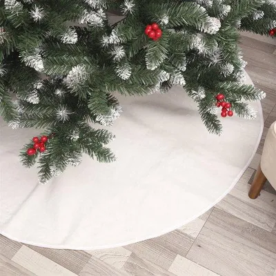 Obrázok produktu pre Vianočná prikrývka na stromček 120 cm, plyšová prikrývka z umelého vlákna na vianočnú výzdobu (biela)
