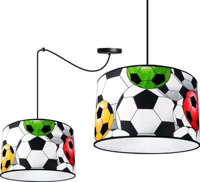 Immagine prodotto di Lampada a sospensione per la camera dei bambini - Lampada da soffitto - Lampada a sospensione in metallo con paralume - Spider a 1 luce, giallo, rosso e verde, Spider soccer